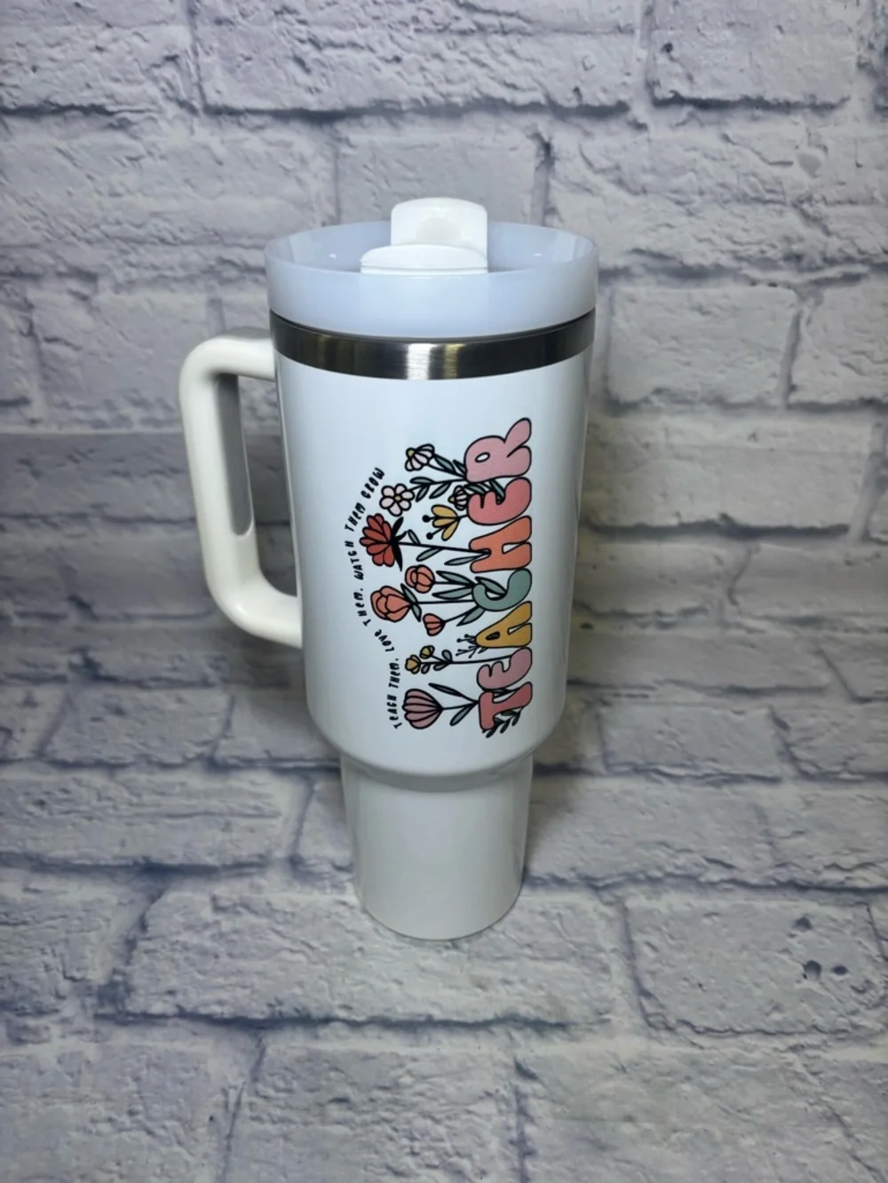40oz STAINLESS STEEL INSULATED TUMBLER -TEACHER APPRECIATION TUMBLER No Straw